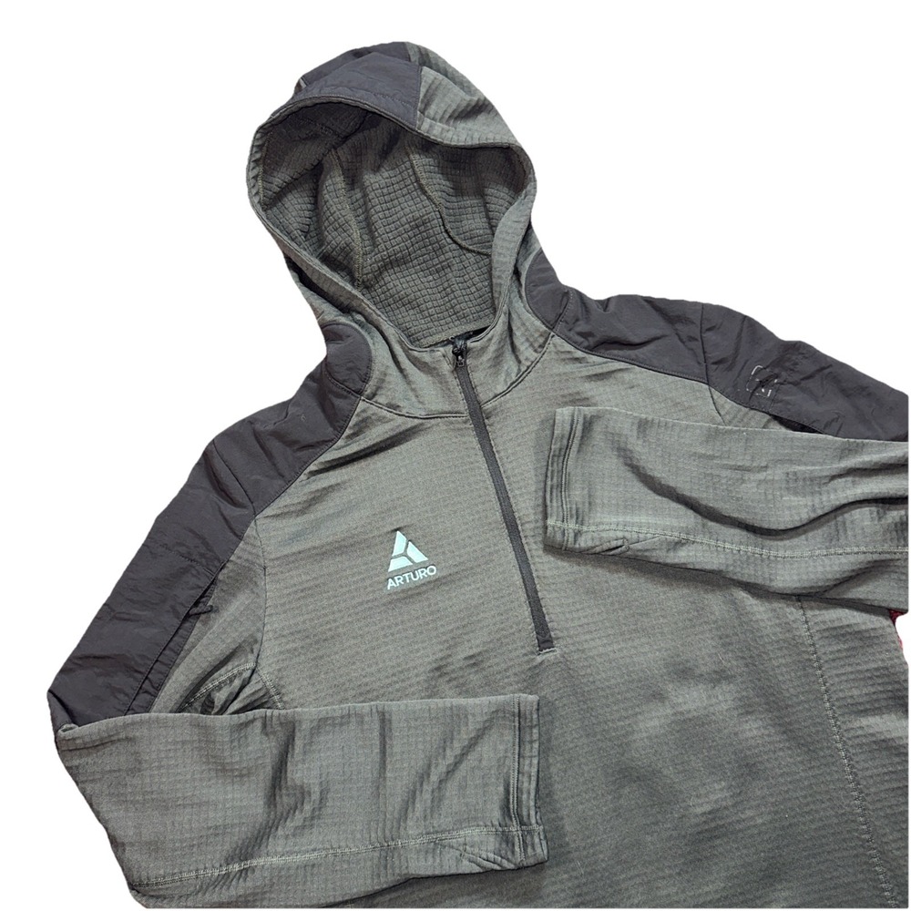 Triple Aught Design TAD Waffle Knit Half zip Quarter Zip Hoodie Sweater Size L